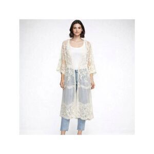Dizzy Gal Cream Mesh Embroidered Lace Women’s Duster / Cover-Up Size XL